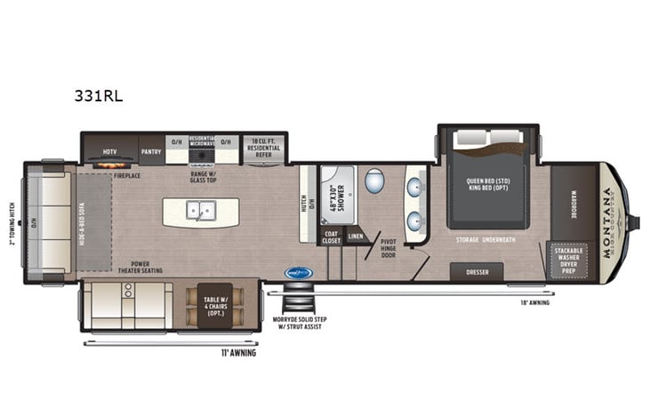 Representative floor plan provided by a trusted RVshare partner.