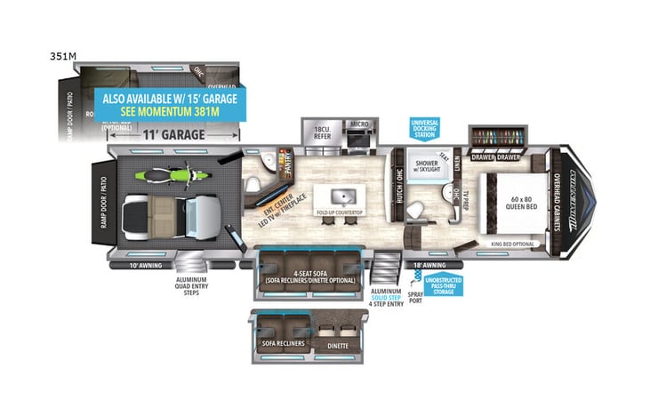 Representative floor plan provided by a trusted RVshare partner.