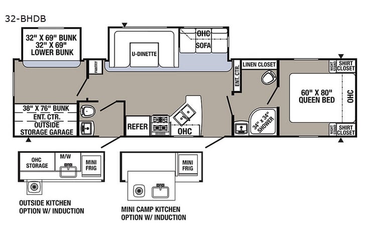 Representative floor plan provided by a trusted RVshare partner.
