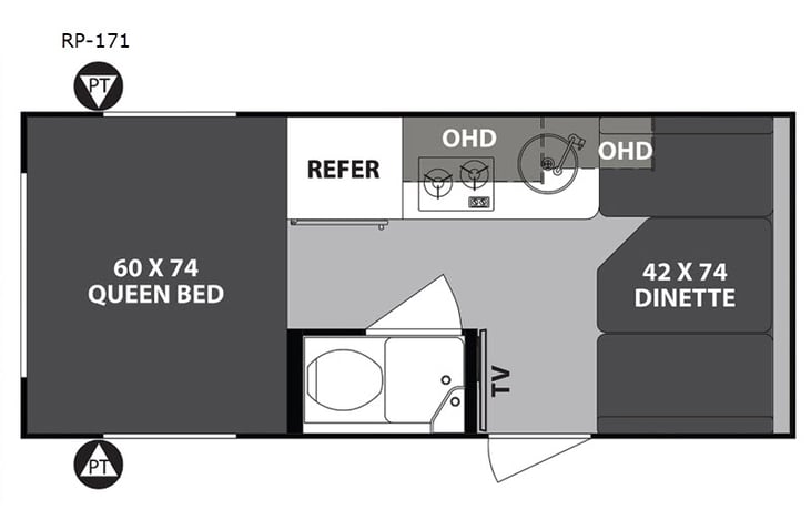 Representative floor plan provided by a trusted RVshare partner.