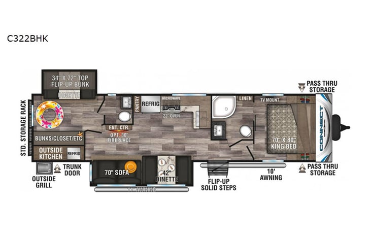 Representative floor plan provided by a trusted RVshare partner.
