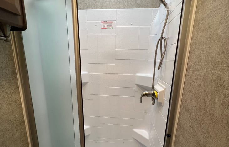 Full shower with hot water.