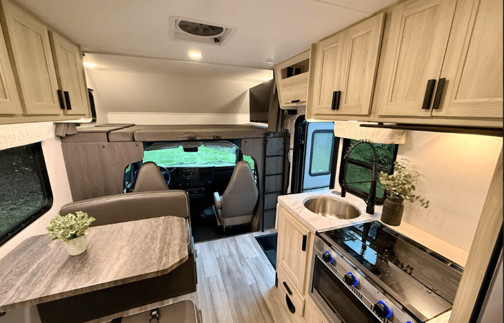 Bright and comfortable interior designed to make you feel at home on the road.