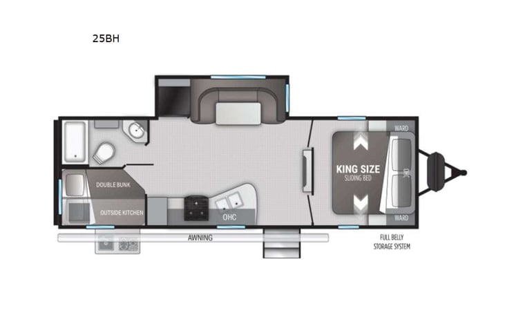 Representative floor plan provided by a trusted RVshare partner.