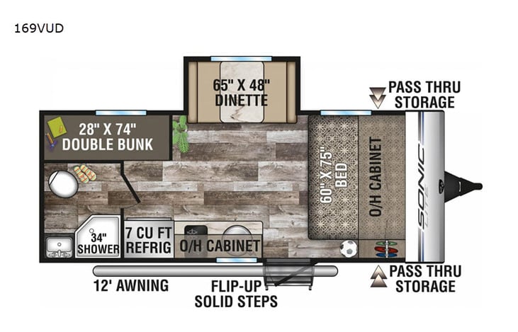 Representative floor plan provided by a trusted RVshare partner.