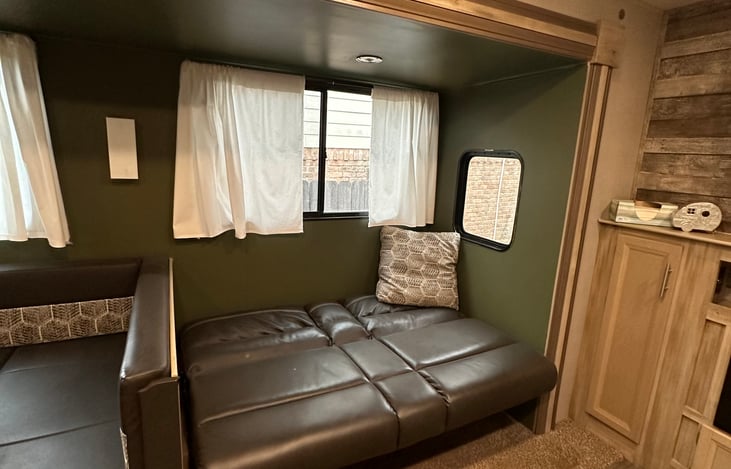 Couch converts into twin small bed. Perfect for kids