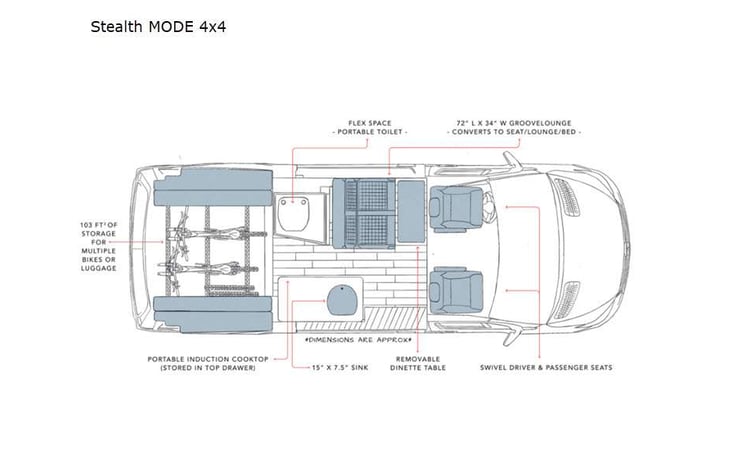 Representative floor plan provided by a trusted RVshare partner.