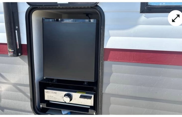 Outside grill and fridge