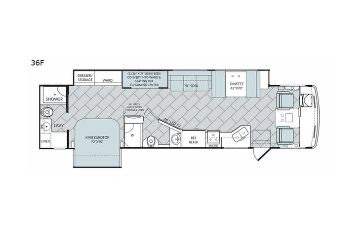 Representative floor plan provided by a trusted RVshare partner.