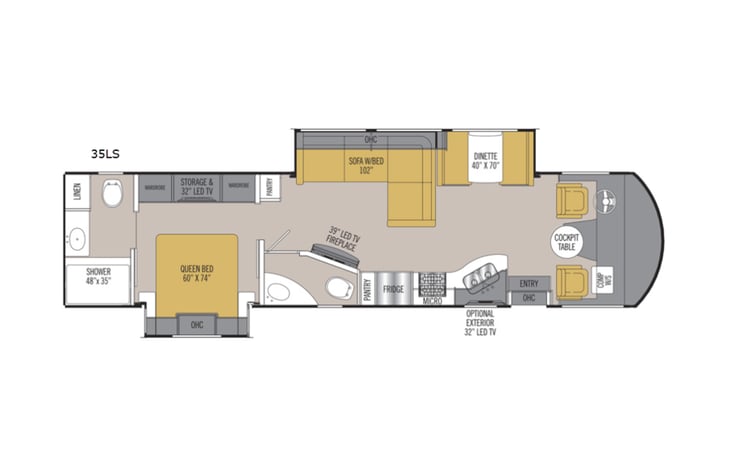 Representative floor plan provided by a trusted RVshare partner.