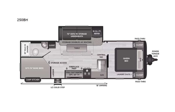 Representative floor plan provided by a trusted RVshare partner.