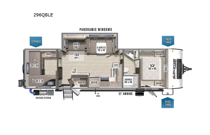 Representative floor plan provided by a trusted RVshare partner.