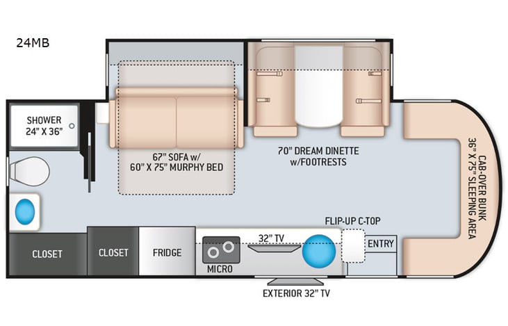 Representative floor plan provided by a trusted RVshare partner.