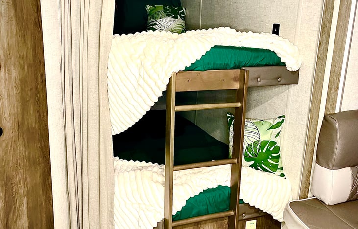 Luxury Bedding and upgraded mattresses is the bunks!