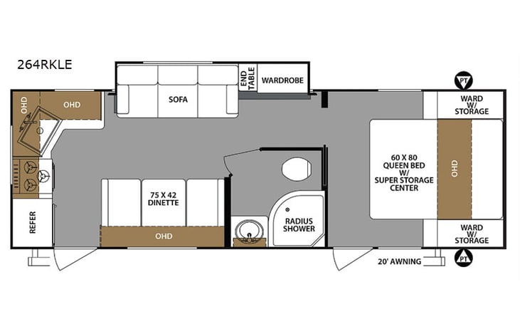 Representative floor plan provided by a trusted RVshare partner.
