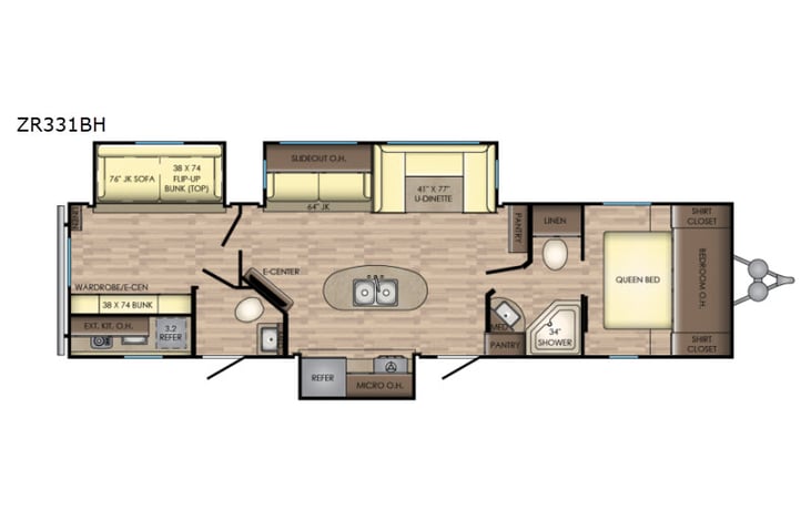 Representative floor plan provided by a trusted RVshare partner.