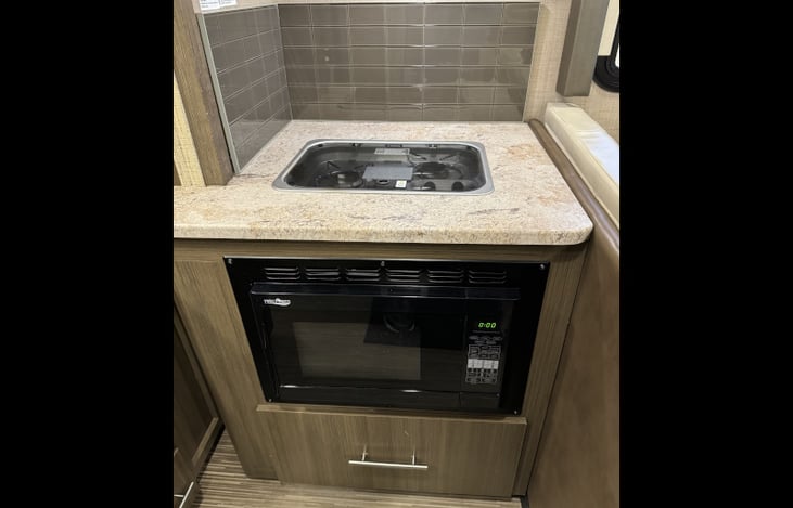 Two-burner stove and microwave oven