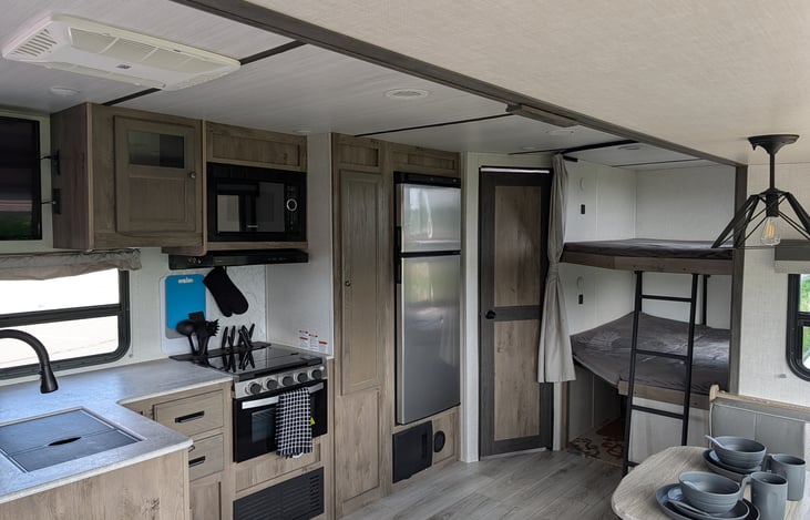 Double over double beds with USB and lights