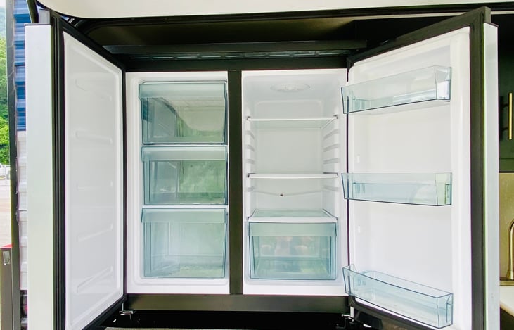 Outdoor full refrigerator and freezer.