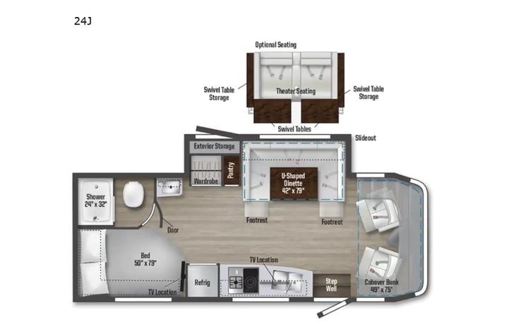 Representative floor plan provided by a trusted RVshare partner.