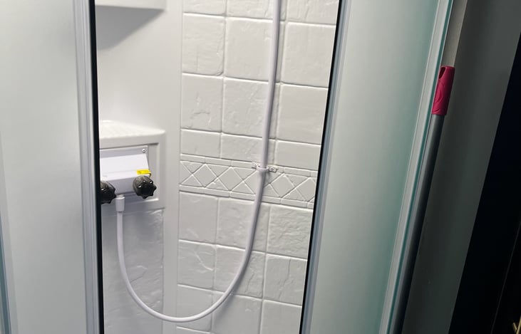 When you have a full hook-up the shower is a luxurious camping treat!