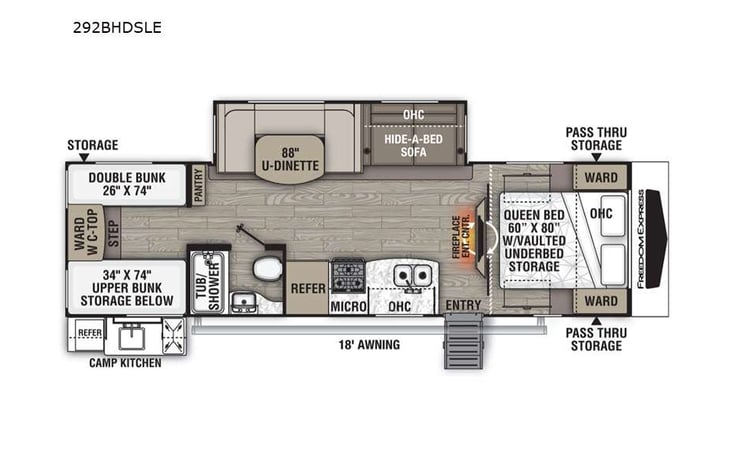 Representative floor plan provided by a trusted RVshare partner.