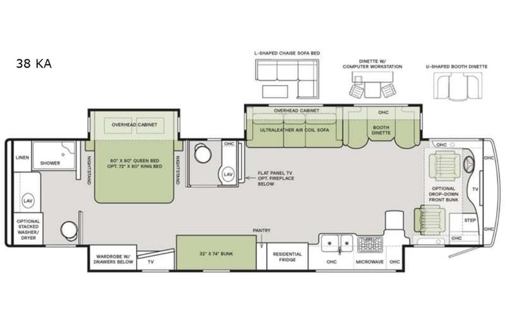 Representative floor plan provided by a trusted RVshare partner.