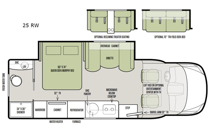 Representative floor plan provided by a trusted RVshare partner.