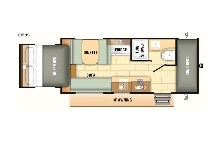 Representative floor plan provided by a trusted RVshare partner.