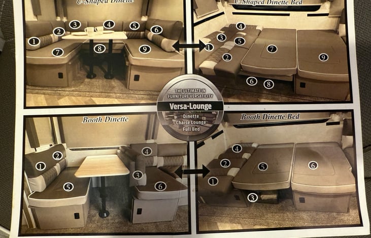 Options for conversion of table area to sleeping area! These instructions will be available!