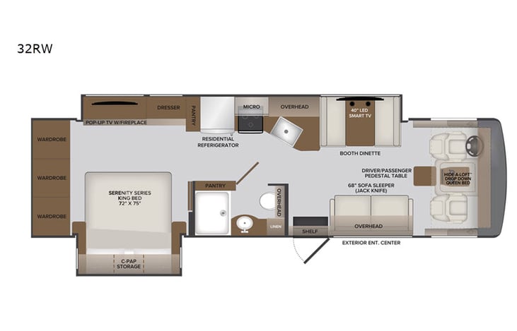 Representative floor plan provided by a trusted RVshare partner.