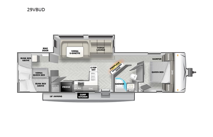 Representative floor plan provided by a trusted RVshare partner.