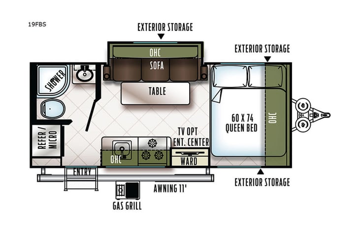 Representative floor plan provided by a trusted RVshare partner.