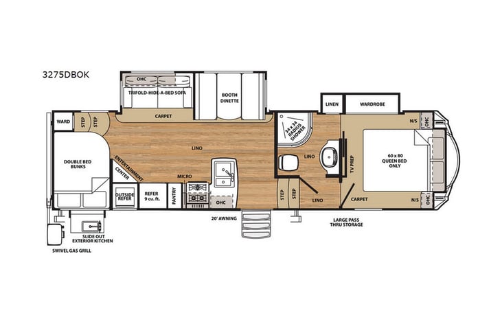 Representative floor plan provided by a trusted RVshare partner.
