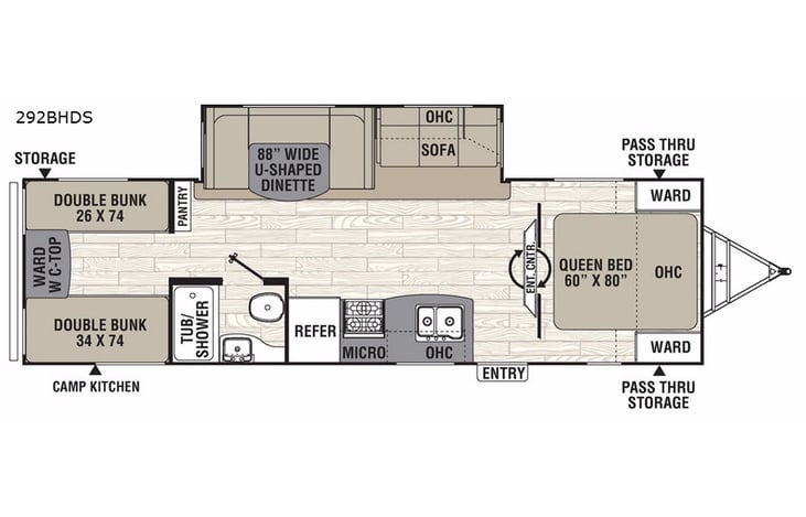 Representative floor plan provided by a trusted RVshare partner.