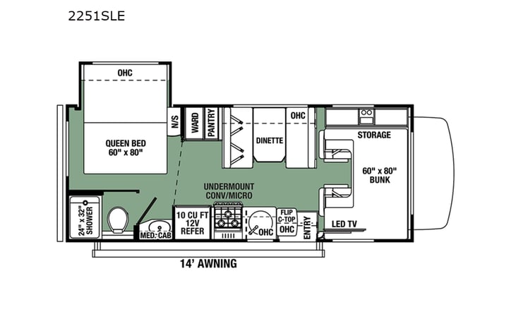Representative floor plan provided by a trusted RVshare partner.