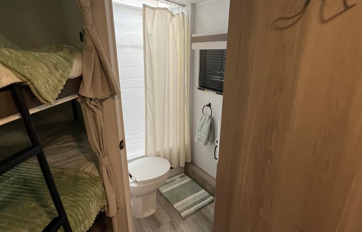 Full size shower and toilet