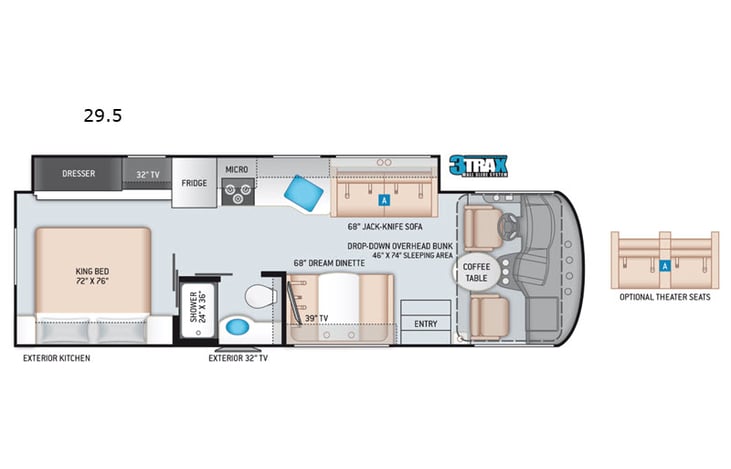 Representative floor plan provided by a trusted RVshare partner.