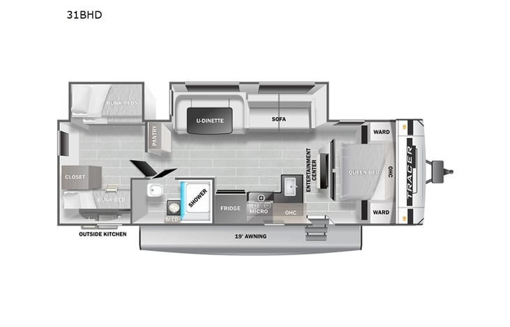 Representative floor plan provided by a trusted RVshare partner.
