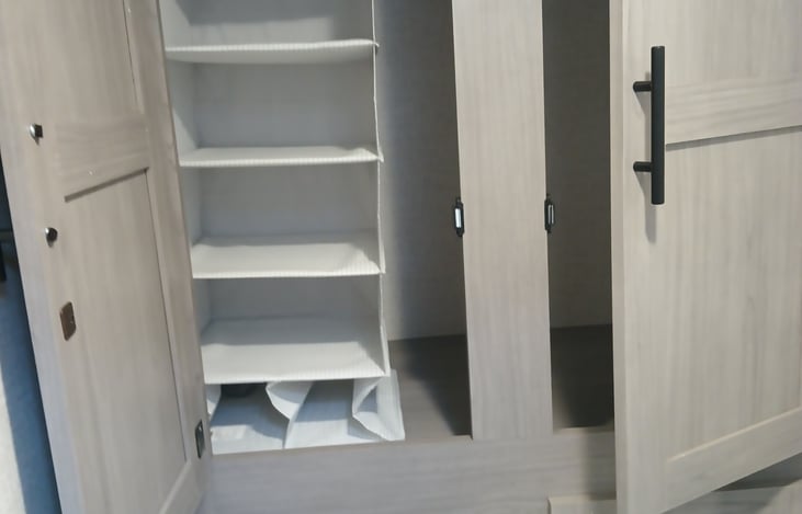 Lots of storage in the bathroom for all of your clothes and supplies.