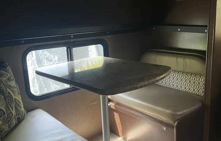 Bunk house converts into cozy breakfast nook.