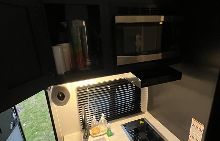 Microwave and Cabinet storage