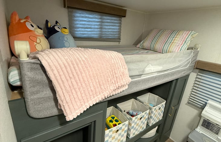 This bunk comes prepped with a bed side railing for littles!