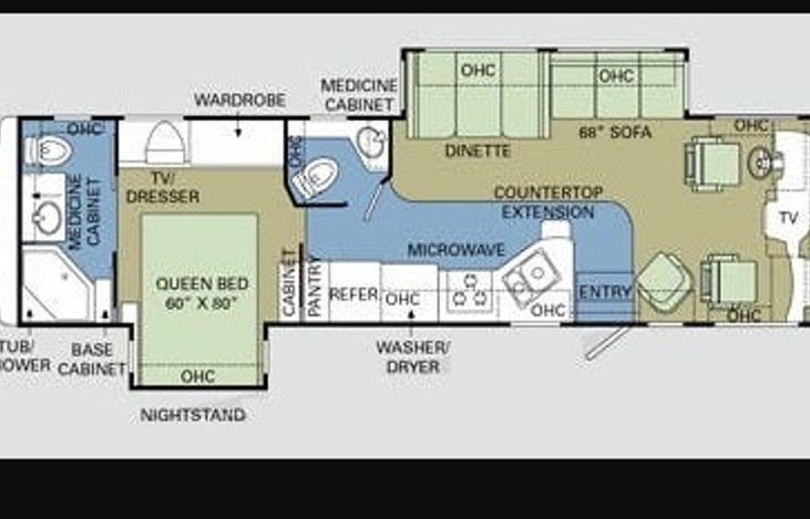 Floor plan  ..The TVs have been upgraded to a 40 inch in front and a 32 inch in the master bedroom