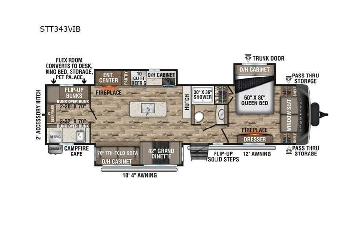 Representative floor plan provided by a trusted RVshare partner.