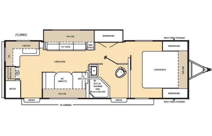 Representative floor plan provided by a trusted RVshare partner.