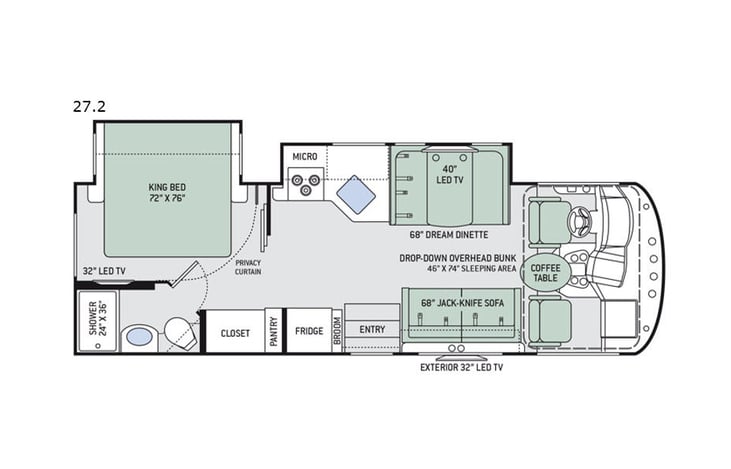 Representative floor plan provided by a trusted RVshare partner.
