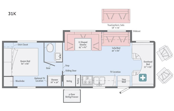 Representative floor plan provided by a trusted RVshare partner.