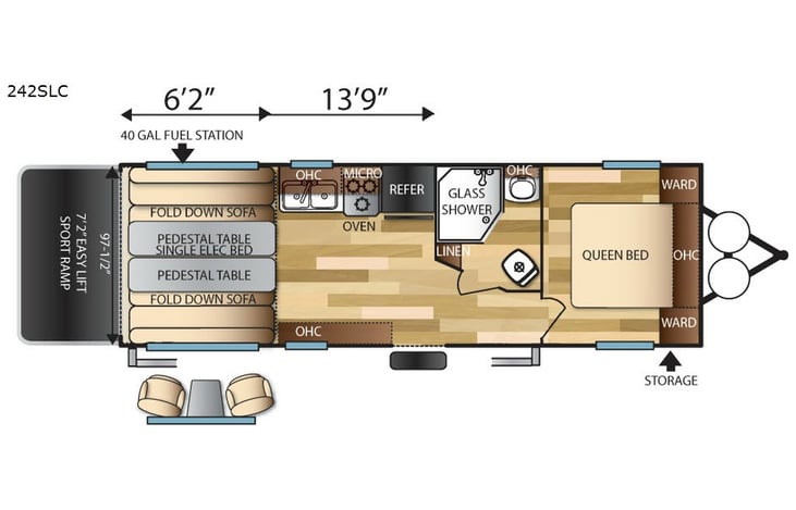 Representative floor plan provided by a trusted RVshare partner.