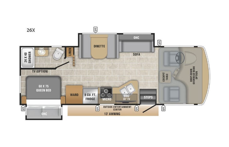 Representative floor plan provided by a trusted RVshare partner.